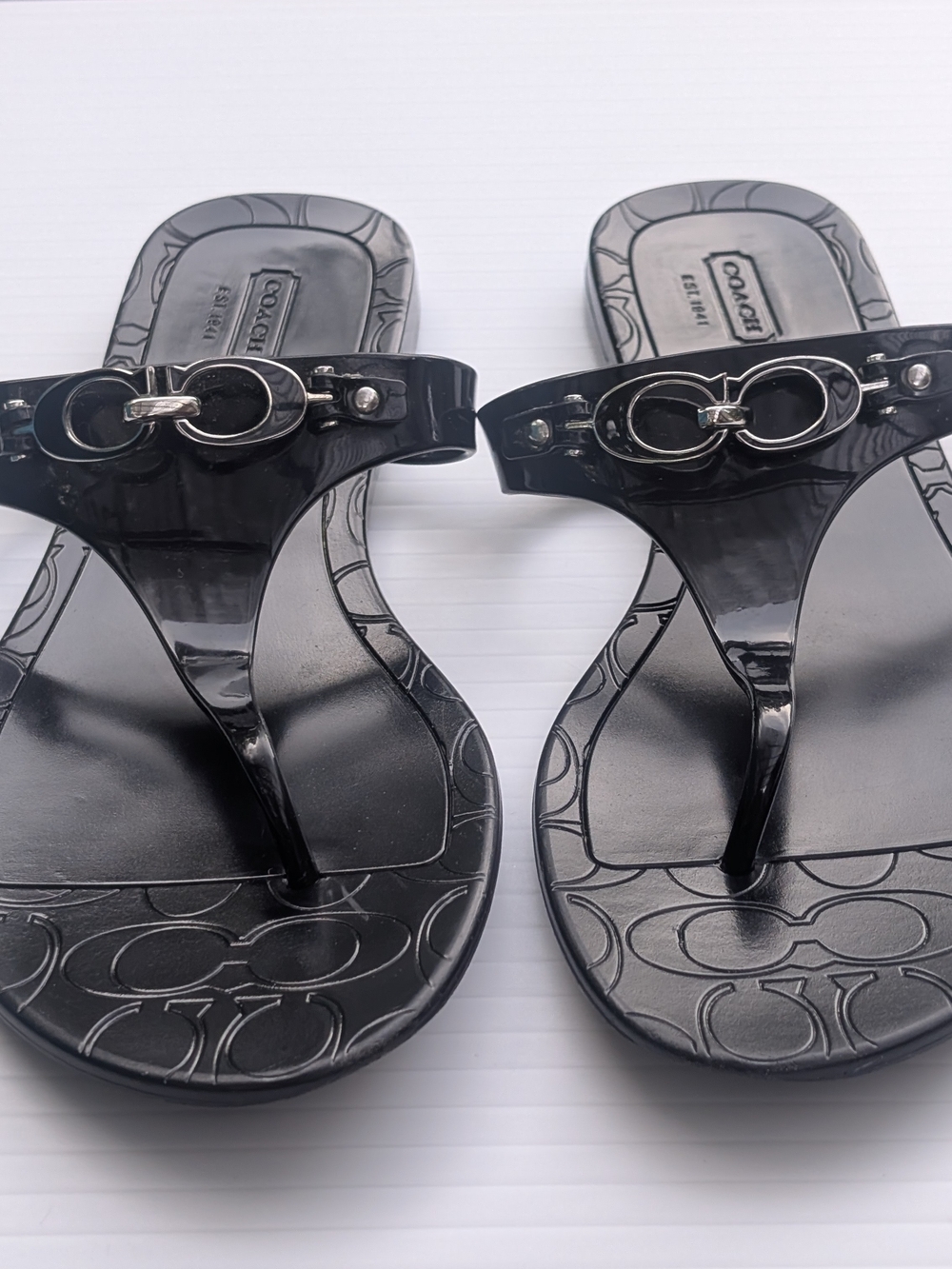 COACH Women's Black Jelly Thong Sandals